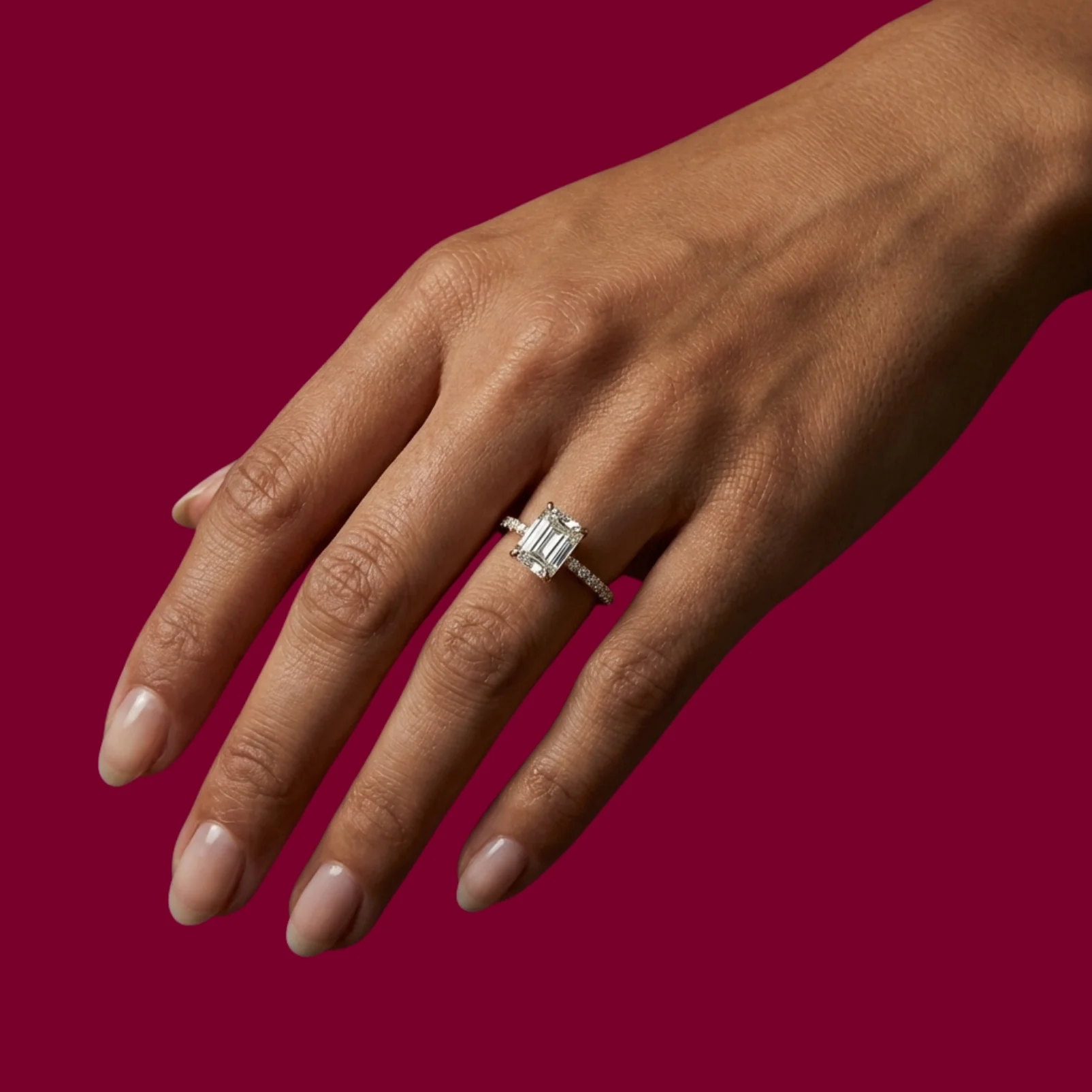 Lab Grown Diamantring 3.09 ct. Emerald LGD023 - Image 3