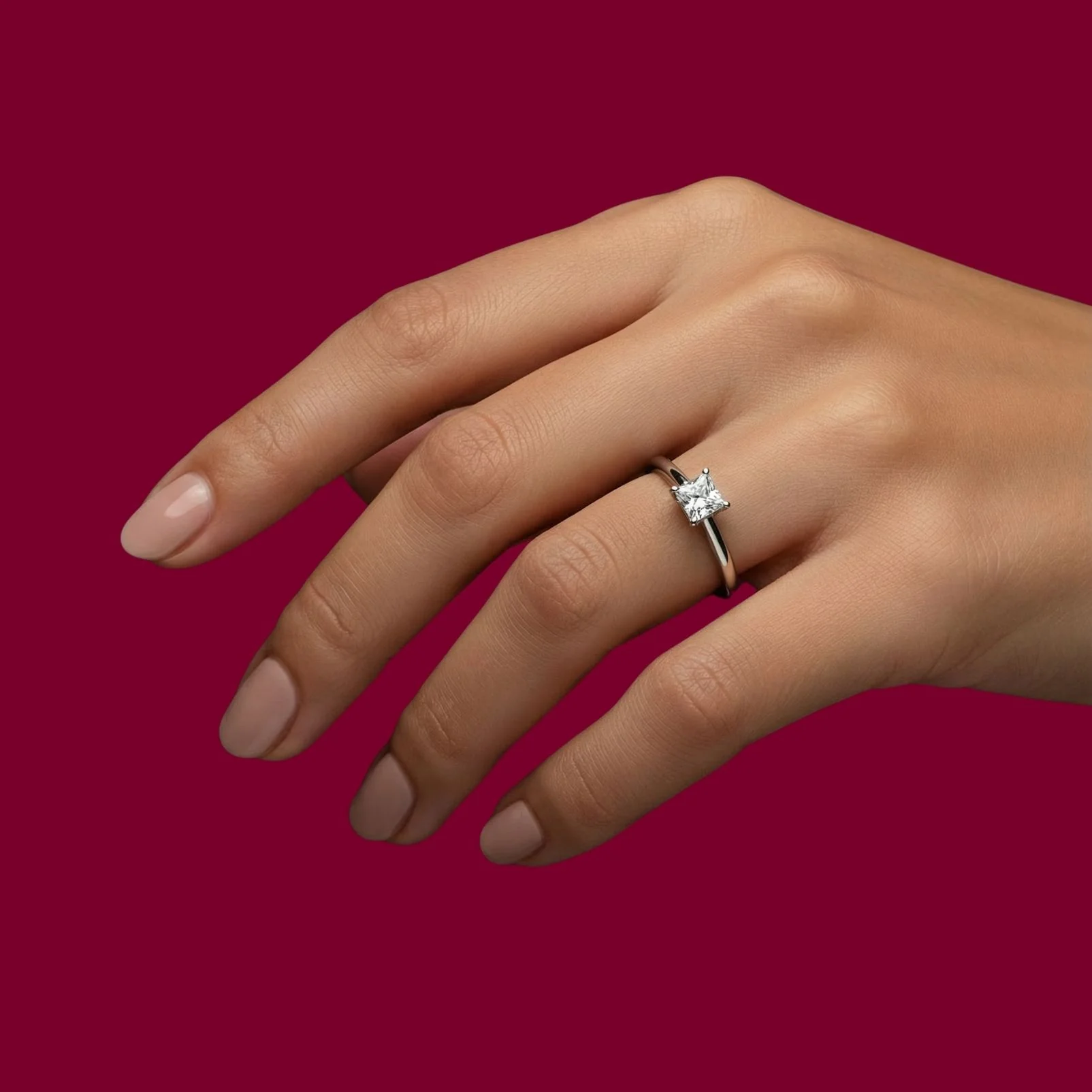 Lab Grown Diamantring 0.53 ct. Princess LGD007 - Image 3