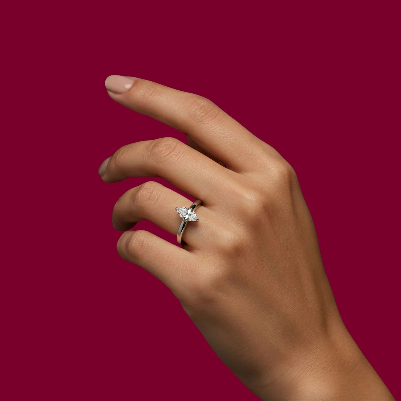 Lab Grown Diamantring 1.01 ct. Marquise LGD009 - Image 3
